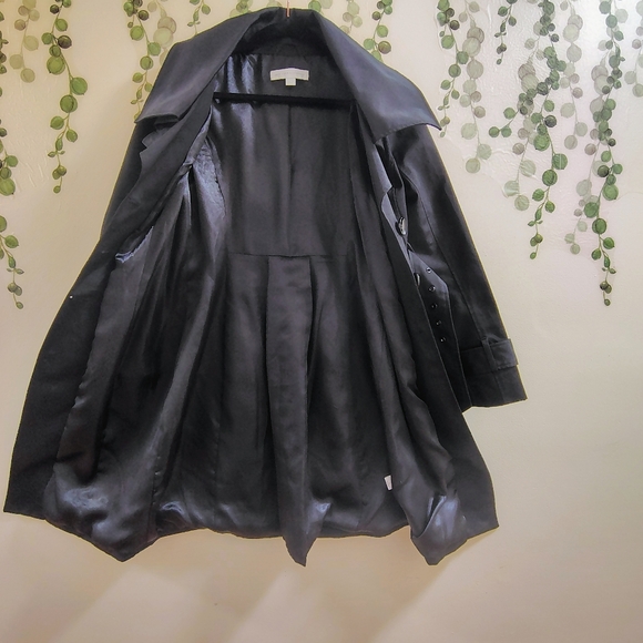 New York & Company Black Belted Trench Coat | Size Small - Picture 4 of 9